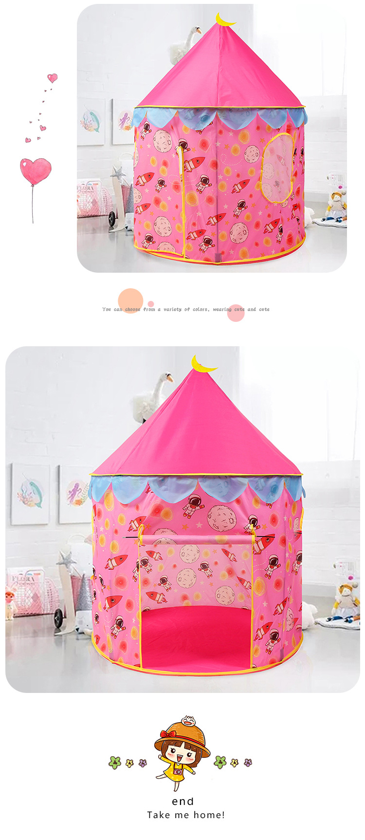 Factory Direct Sales New Folding Tent Indoor Outdoor Princess Toy House Children's Game Crawling Yurts Tent Factory Direct Sales New Folding Tent Indoor Outdoor Princess Toy House Children's Game Crawling Yurts Tent