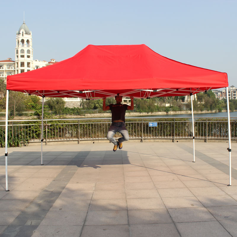 3*3M Semi-automatic Tent Thickened Milk White Four-Leg Stall Cool Tent Outdoor Sun-Proof Exhibition Pin Folding Tent