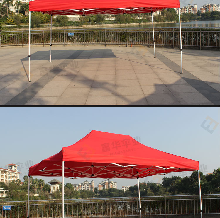 3*3M Semi-automatic Tent Thickened Milk White Four-Leg Stall Cool Tent Outdoor Sun-Proof Exhibition Pin Folding Tent
