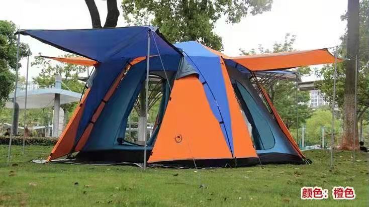 Sled Dog Outdoor Camping Tent Square Top 4-Person Room Two Living Room Double Door Four Window Tent