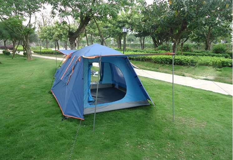 Sled Dog Outdoor Camping Tent Square Top 4-Person Room Two Living Room Double Door Four Window Tent