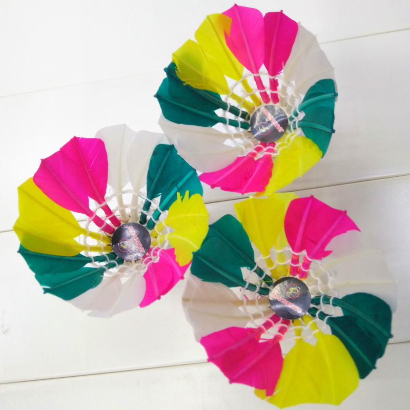 High Price Wholesale Colorful Entertainment Badminton Beginner Anti-Fall Duck Feather Thickened Badminton Sample Customization
