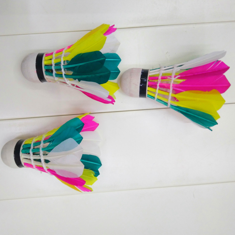 High Price Wholesale Colorful Entertainment Badminton Beginner Anti-Fall Duck Feather Thickened Badminton Sample Customization