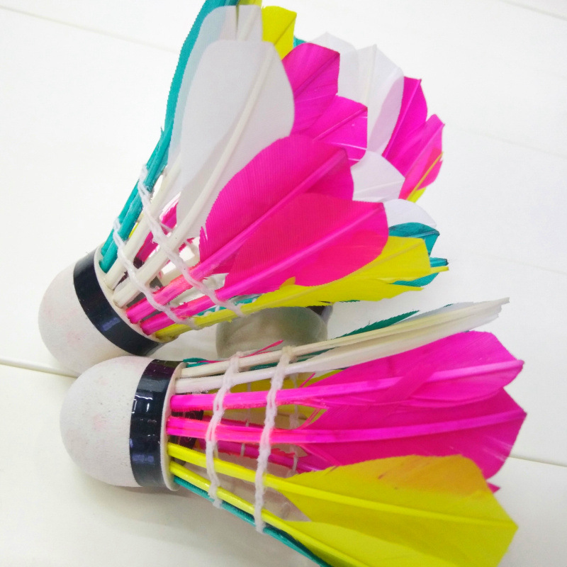 High Price Wholesale Colorful Entertainment Badminton Beginner Anti-Fall Duck Feather Thickened Badminton Sample Customization