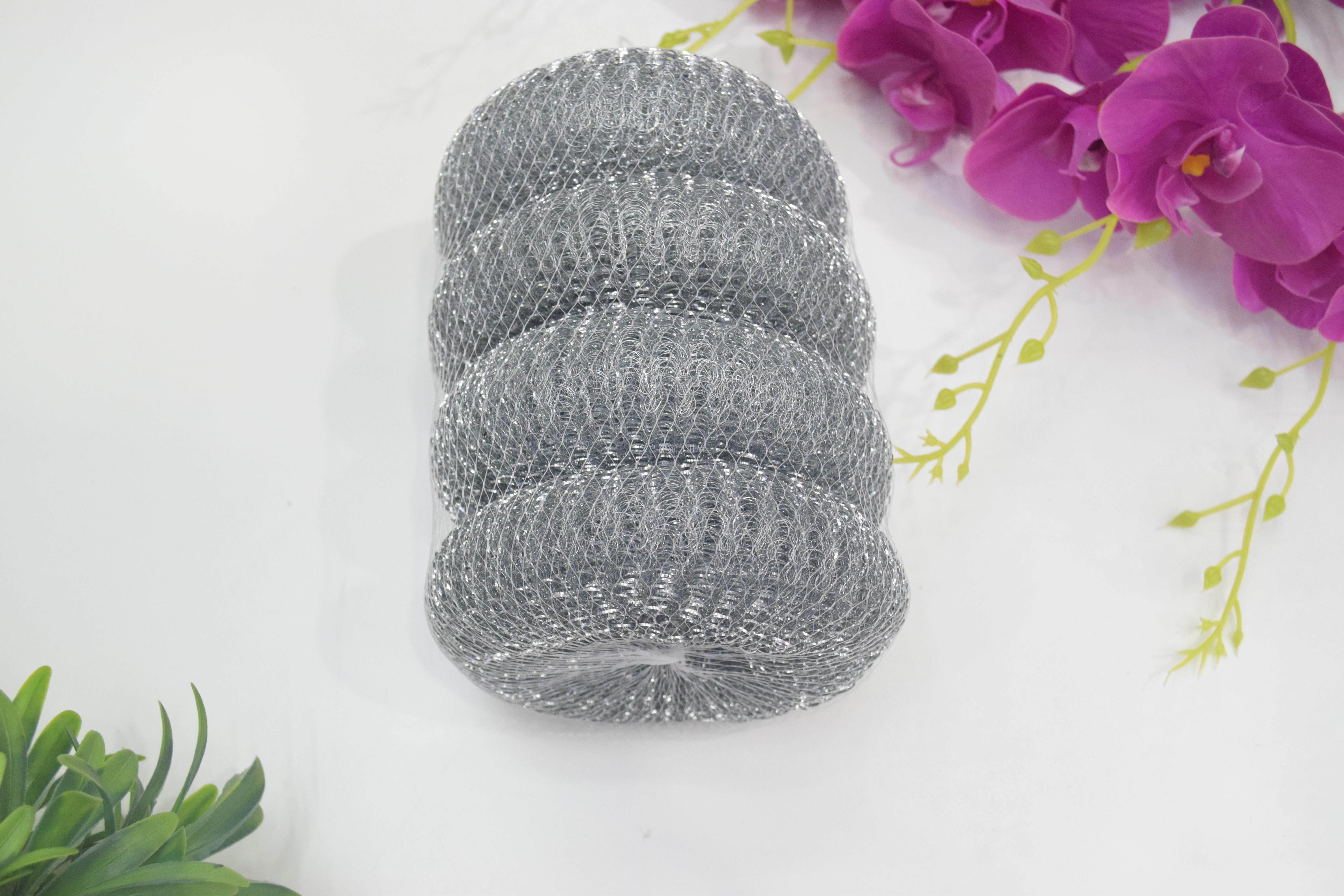 Manufacturer direct galvanized net bag packaging steel wire cleaning ball clean tennis kitchen wipes pot brush finished steel wire ball
