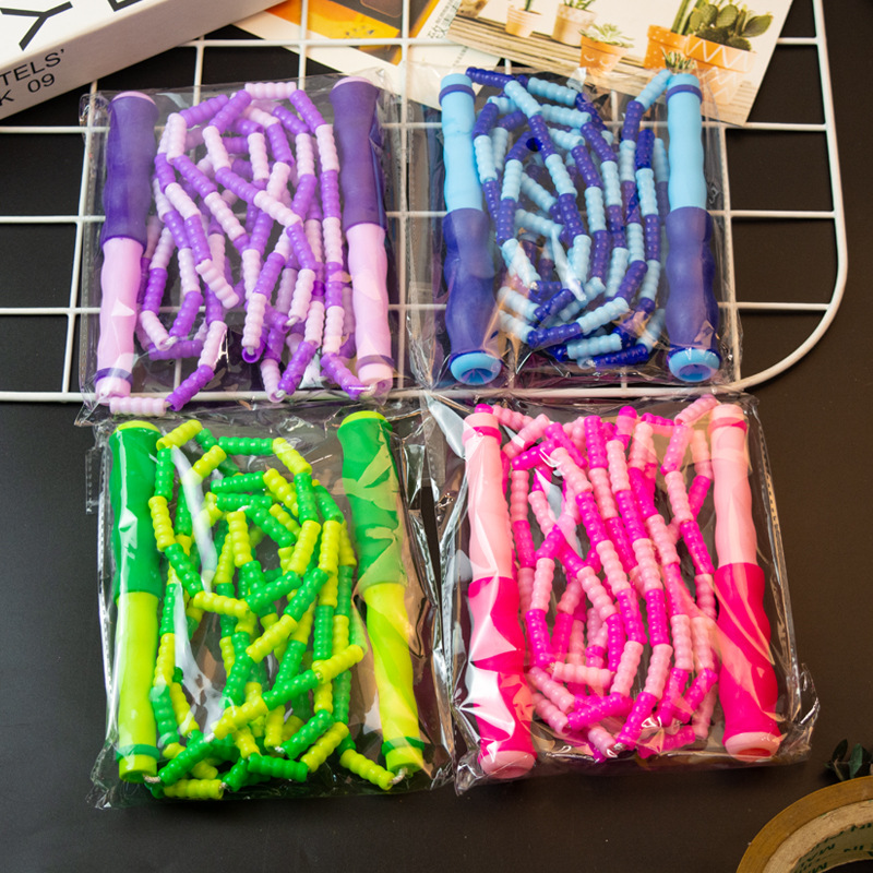 Cross-Border Amazon Colorful Soft Bead Bamboo Rope Skipping Adult Senior High School Entrance Examination Children&#039;s Jumping Rope Wholesale Children&#039;s Jumping Rope