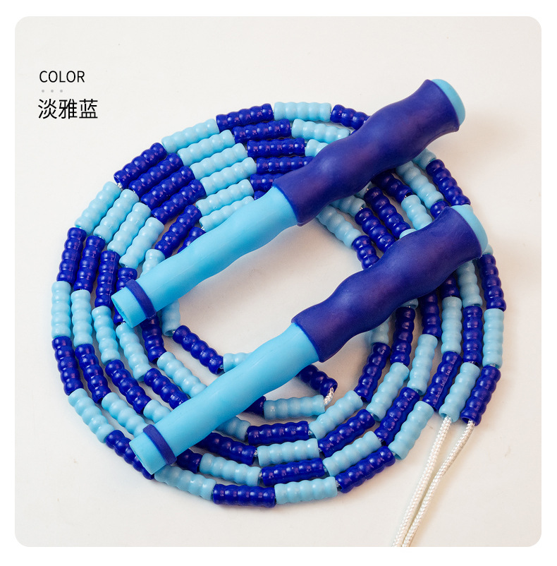 Cross-Border Amazon Colorful Soft Bead Bamboo Rope Skipping Adult Senior High School Entrance Examination Children's Jumping Rope Wholesale Children's Jumping Rope