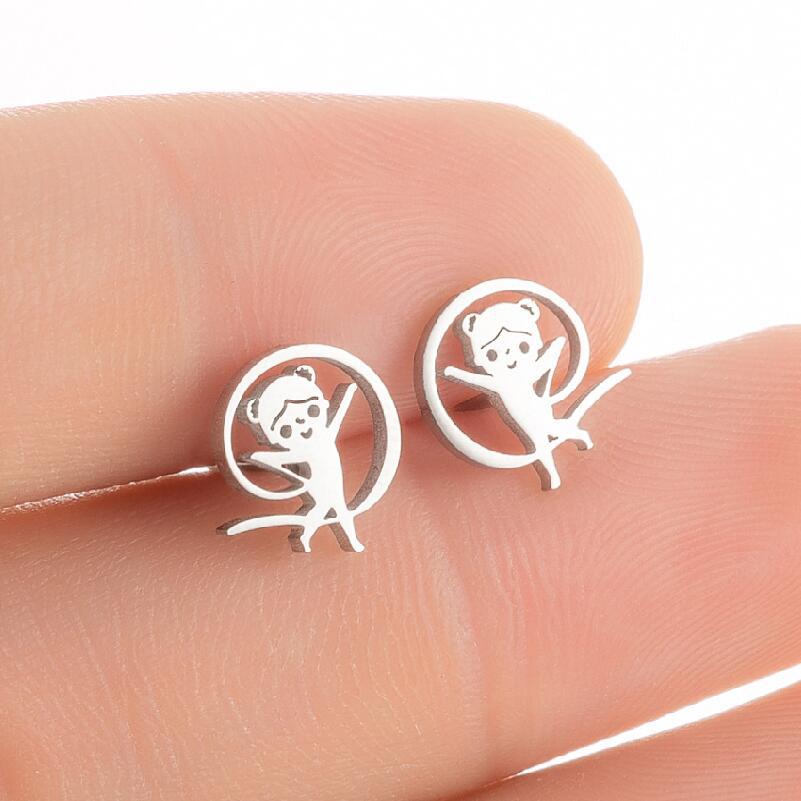 2021 Korean Style Girl Stainless Steel New Cute Ballet Yoga Skipping Rope Couple New Earrings Ins