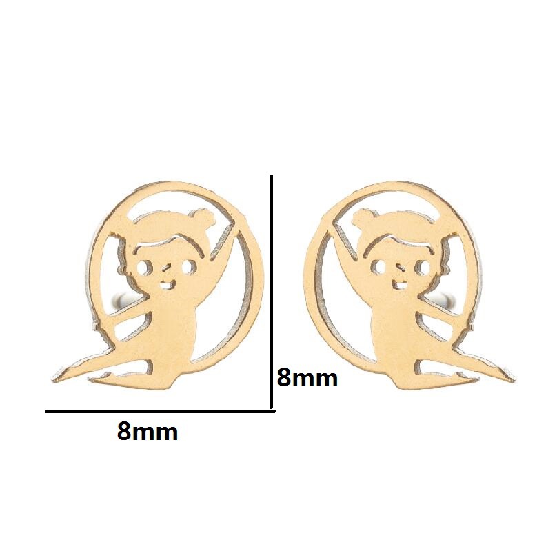2021 Korean Style Girl Stainless Steel New Cute Ballet Yoga Skipping Rope Couple New Earrings Ins