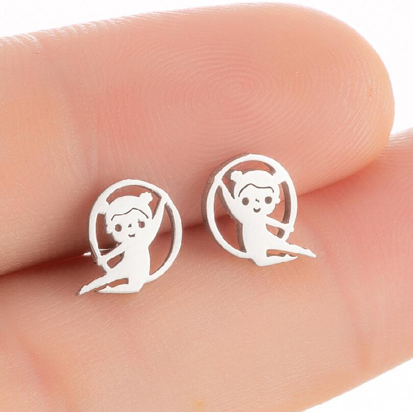 2021 Korean Style Girl Stainless Steel New Cute Ballet Yoga Skipping Rope Couple New Earrings Ins
