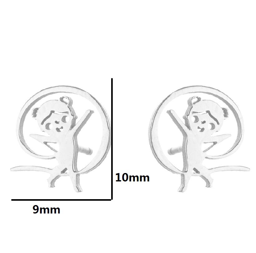 2021 Korean Style Girl Stainless Steel New Cute Ballet Yoga Skipping Rope Couple New Earrings Ins