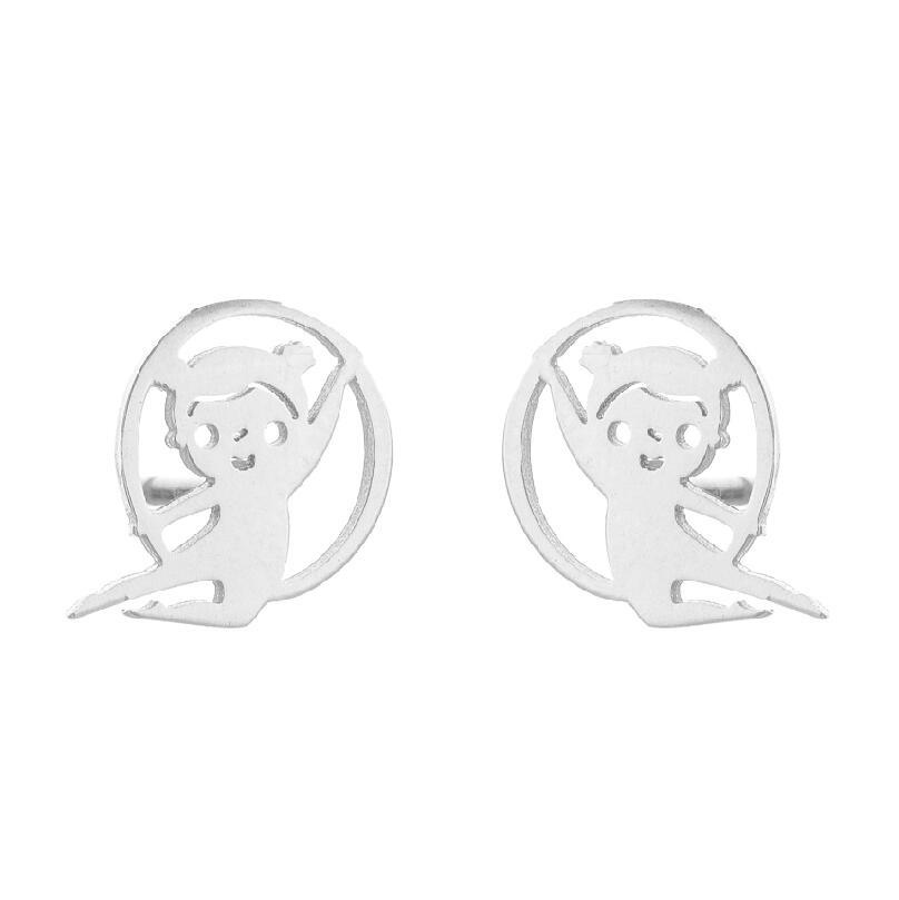 2021 Korean Style Girl Stainless Steel New Cute Ballet Yoga Skipping Rope Couple New Earrings Ins