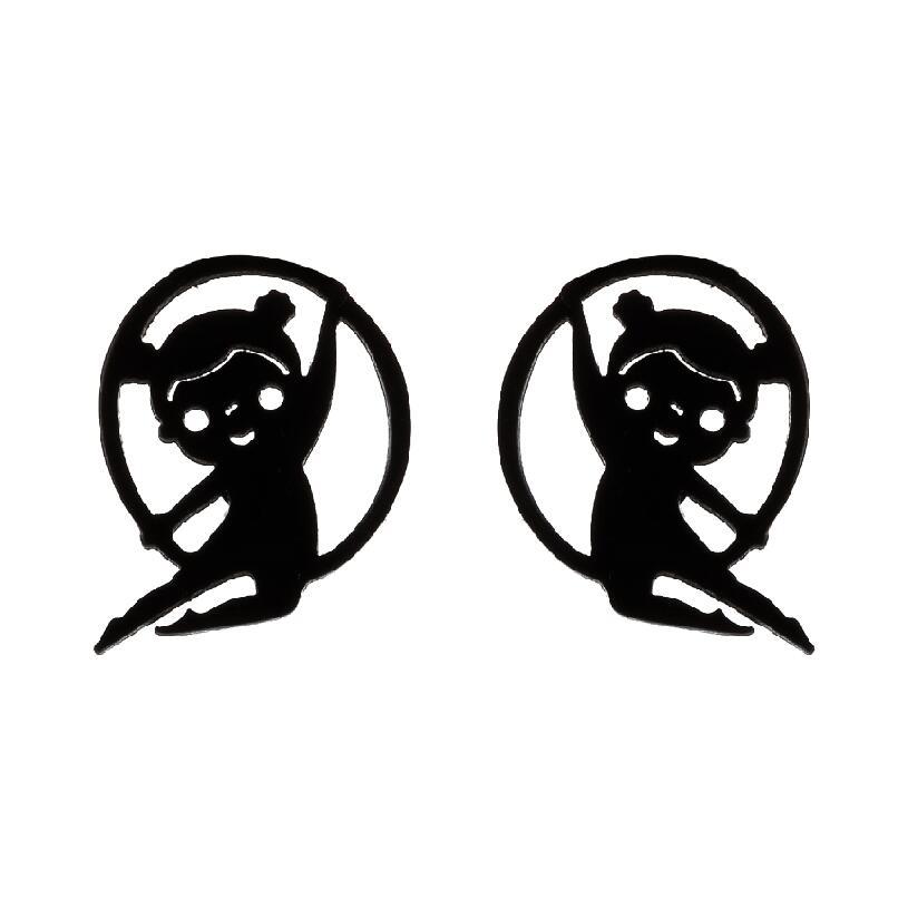 2021 Korean Style Girl Stainless Steel New Cute Ballet Yoga Skipping Rope Couple New Earrings Ins