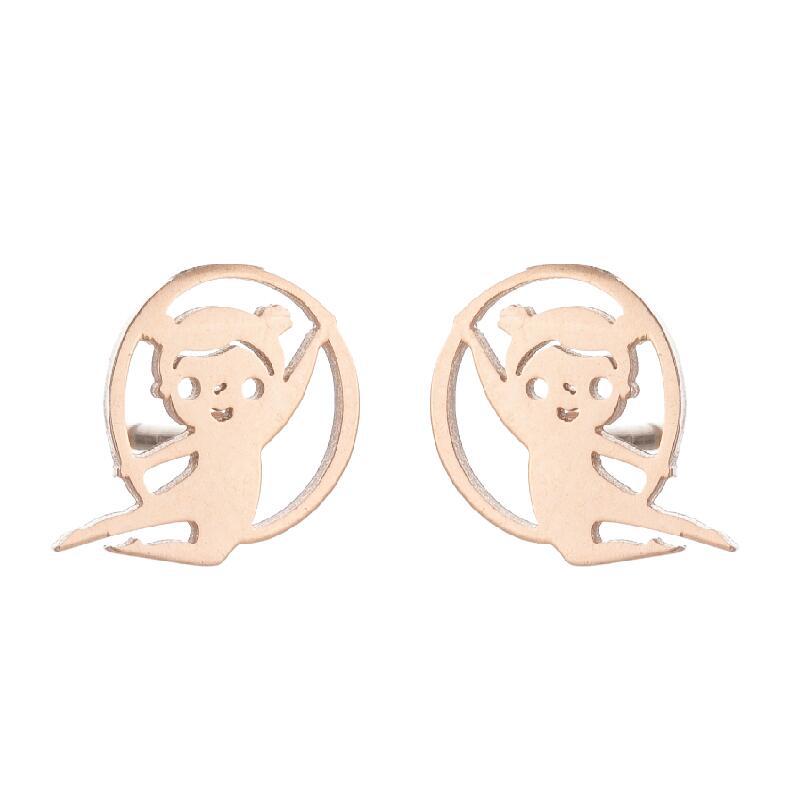 2021 Korean Style Girl Stainless Steel New Cute Ballet Yoga Skipping Rope Couple New Earrings Ins