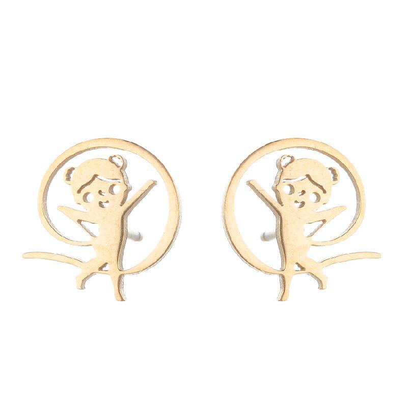 2021 Korean Style Girl Stainless Steel New Cute Ballet Yoga Skipping Rope Couple New Earrings Ins