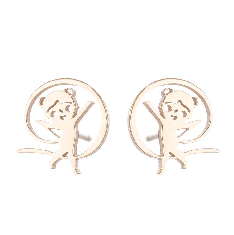 2021 Korean Style Girl Stainless Steel New Cute Ballet Yoga Skipping Rope Couple New Earrings Ins