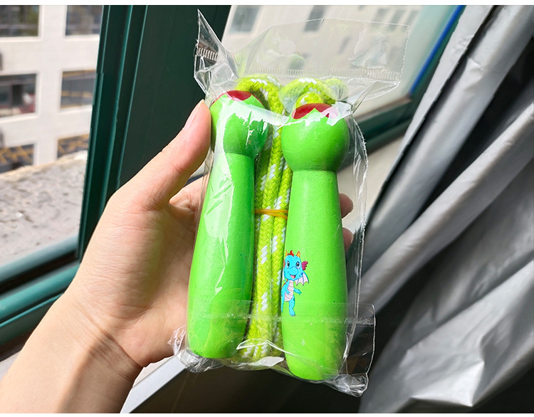 Wooden Handle Cotton String Cartoon Pattern Skipping Rope Adjustable Length Children Adult Outdoor Sports Fitness Toys