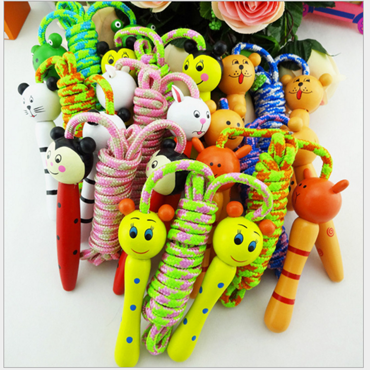 Rope Elementary School Student Fitness Sports Wooden Skipping Rope Children&#039;s Prizes Entertainment Skipping Rope