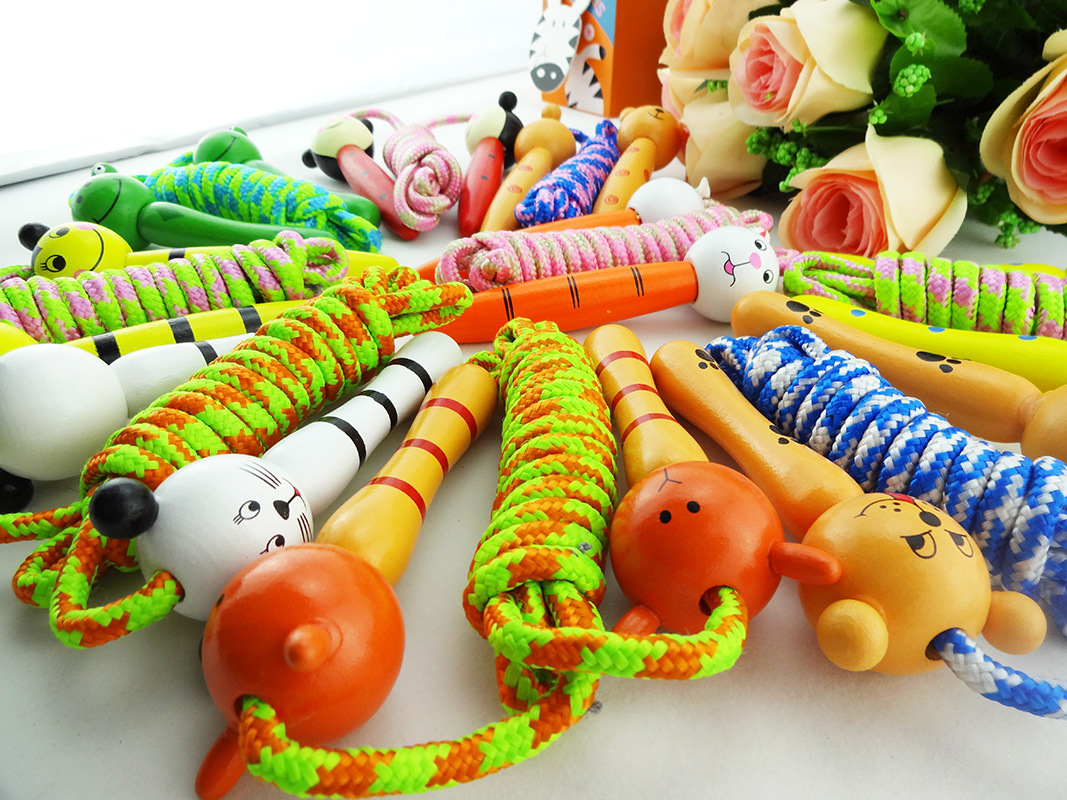 Rope Elementary School Student Fitness Sports Wooden Skipping Rope Children's Prizes Entertainment Skipping Rope