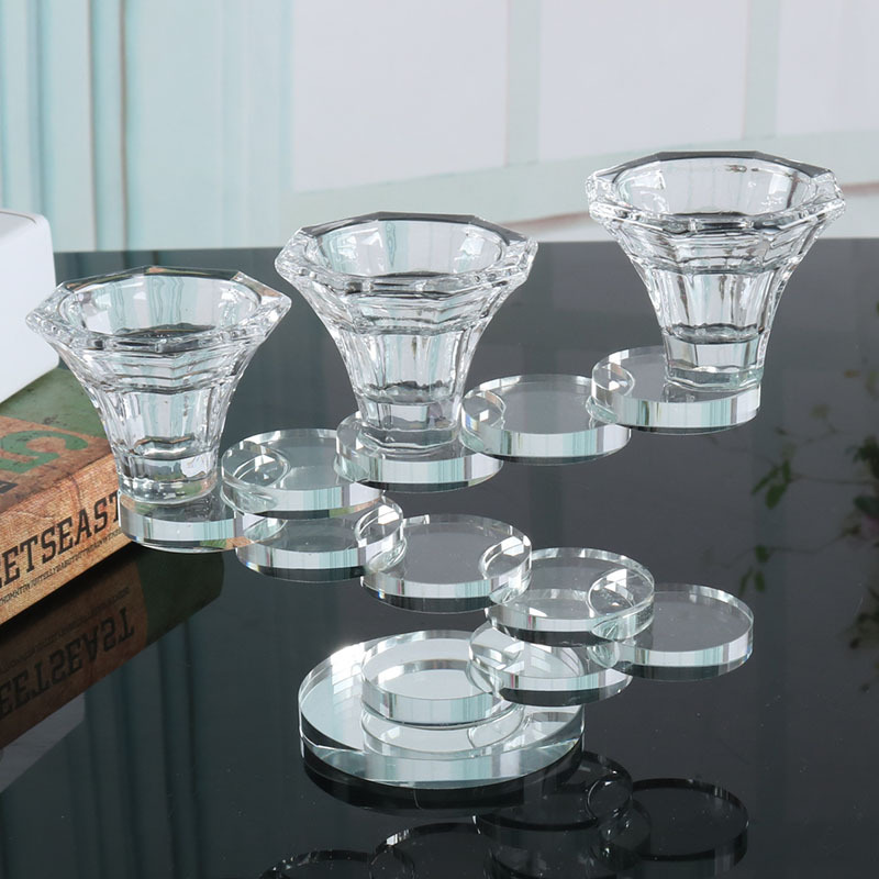 European Crystal Glass Candlestick Brilliant Restaurant Decoration Candle Holder Candlelight Dinner Candlestick Modern Crystal Crafts
