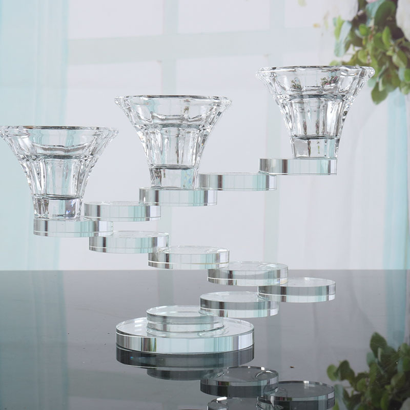 European Crystal Glass Candlestick Brilliant Restaurant Decoration Candle Holder Candlelight Dinner Candlestick Modern Crystal Crafts