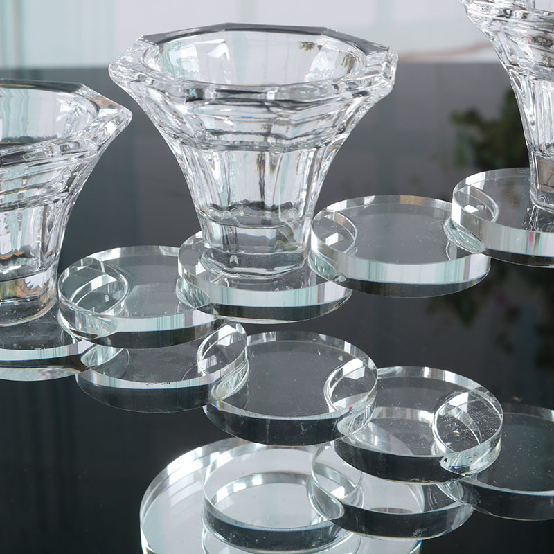 European Crystal Glass Candlestick Brilliant Restaurant Decoration Candle Holder Candlelight Dinner Candlestick Modern Crystal Crafts