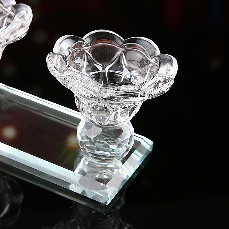 Factory Direct Sales 2020 New Transparent Glass Candlestick Double-Headed Decoration Modern Minimalist Style Crystal Crafts