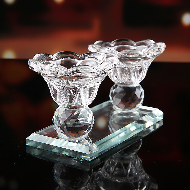 Factory Direct Sales 2020 New Transparent Glass Candlestick Double-Headed Decoration Modern Minimalist Style Crystal Crafts