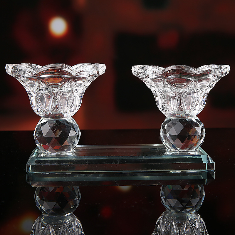 Factory Direct Sales 2020 New Transparent Glass Candlestick Double-Headed Decoration Modern Minimalist Style Crystal Crafts