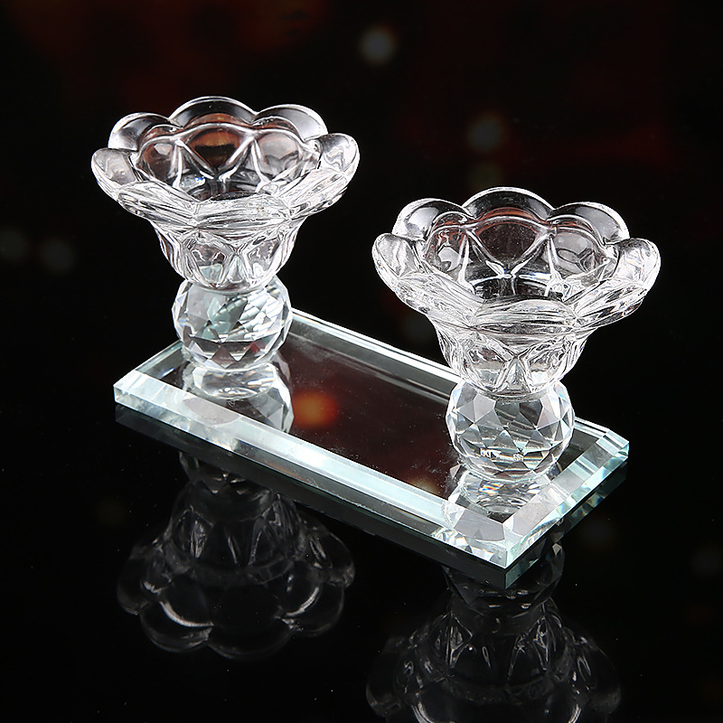 Factory Direct Sales 2020 New Transparent Glass Candlestick Double-Headed Decoration Modern Minimalist Style Crystal Crafts