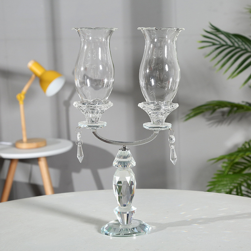 Factory Promotion European-Style Glass Crystal Crafts Artificial Grinding Candlestick Decoration Fashion Home Decoration Batch
