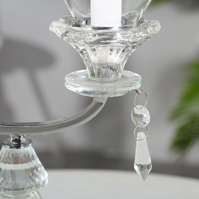 Factory Promotion European-Style Glass Crystal Crafts Artificial Grinding Candlestick Decoration Fashion Home Decoration Batch
