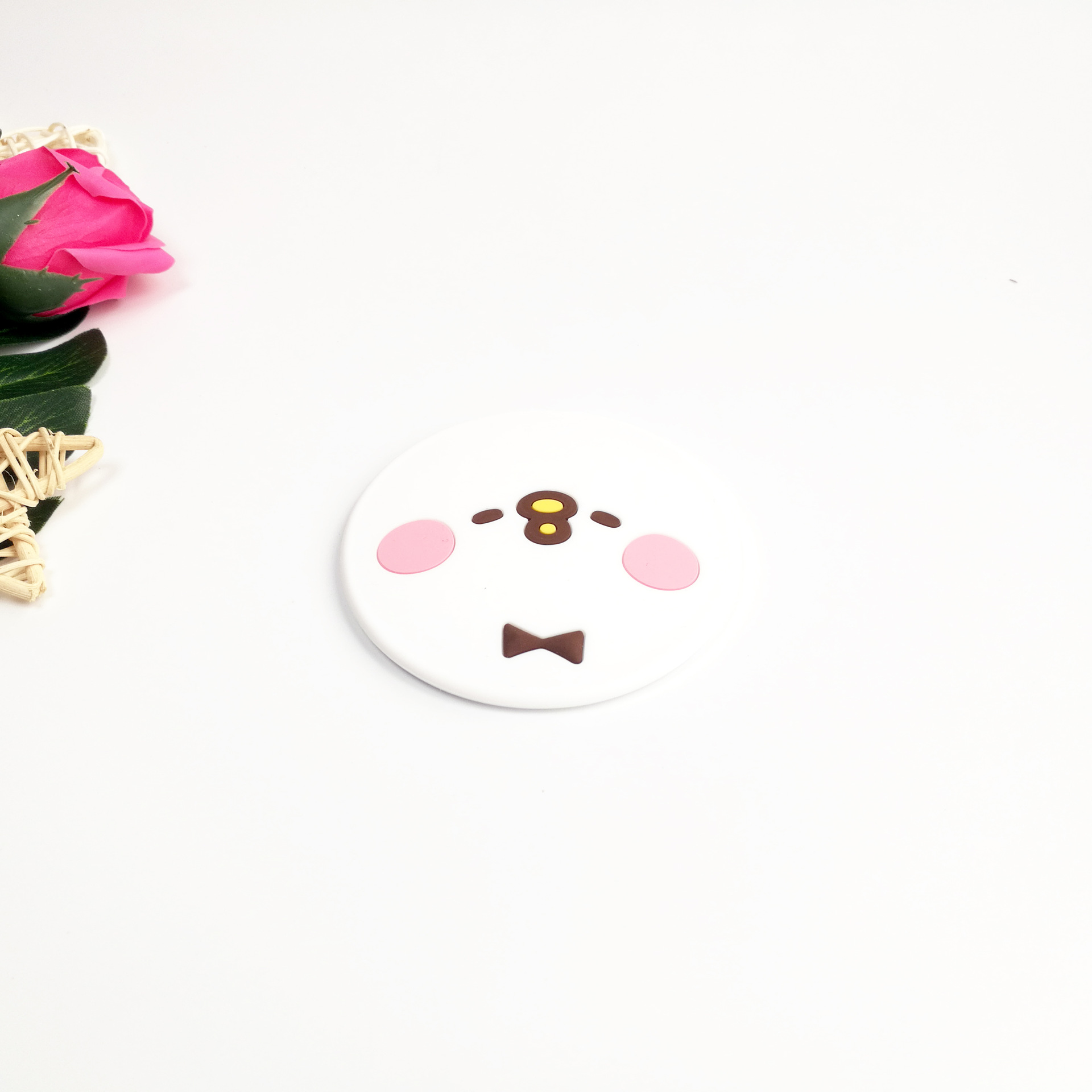 Exclusive for Cross-Border Silicone Korean Cartoon Makeup Mirror Cute Portable Small Mirror Dressing Mirror in Stock Direct Selling Customized
