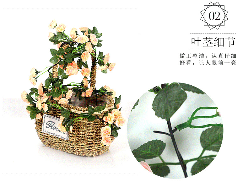 Artificial Flower Rattan 10 Roses Bouquet Decoration Long Hanging Flower Winding Air Conditioner Pipe Hiding Fake Flower Vine Wholesale