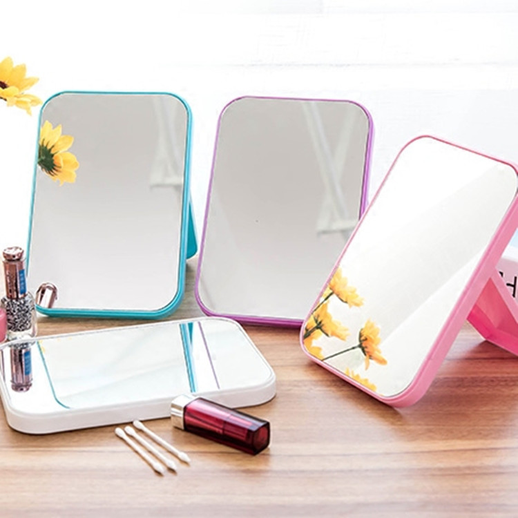 6371 HD One-Sided Makeup Mirror Simple Desktop Colorful Dressing Mirror Foldable and Portable Large Square Princess Mirror