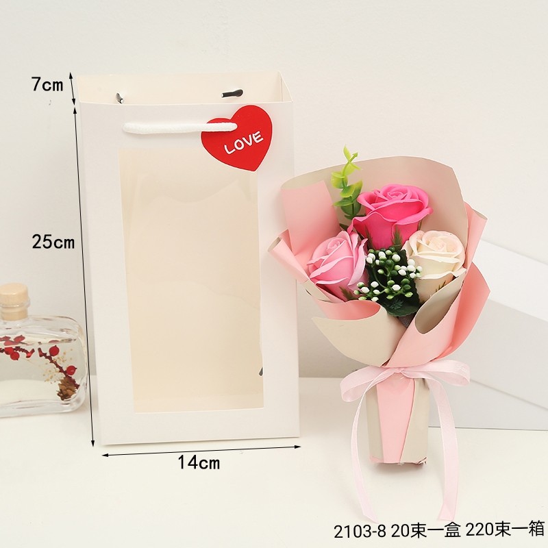 Teacher&#039;s Day Valentine&#039;s Day Gift Carnation Soap Flower Artificial Flower Rose Cross-Border Wholesale Handbag