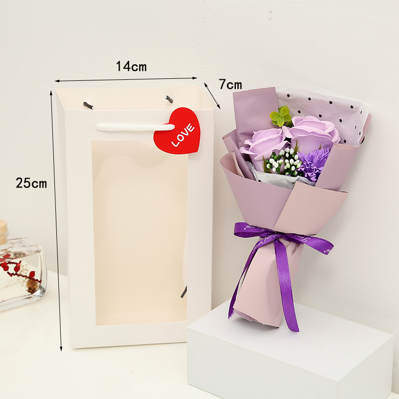 Teacher&#039;s Day Valentine&#039;s Day Gift Carnation Soap Flower Artificial Flower Rose Cross-Border Wholesale Handbag