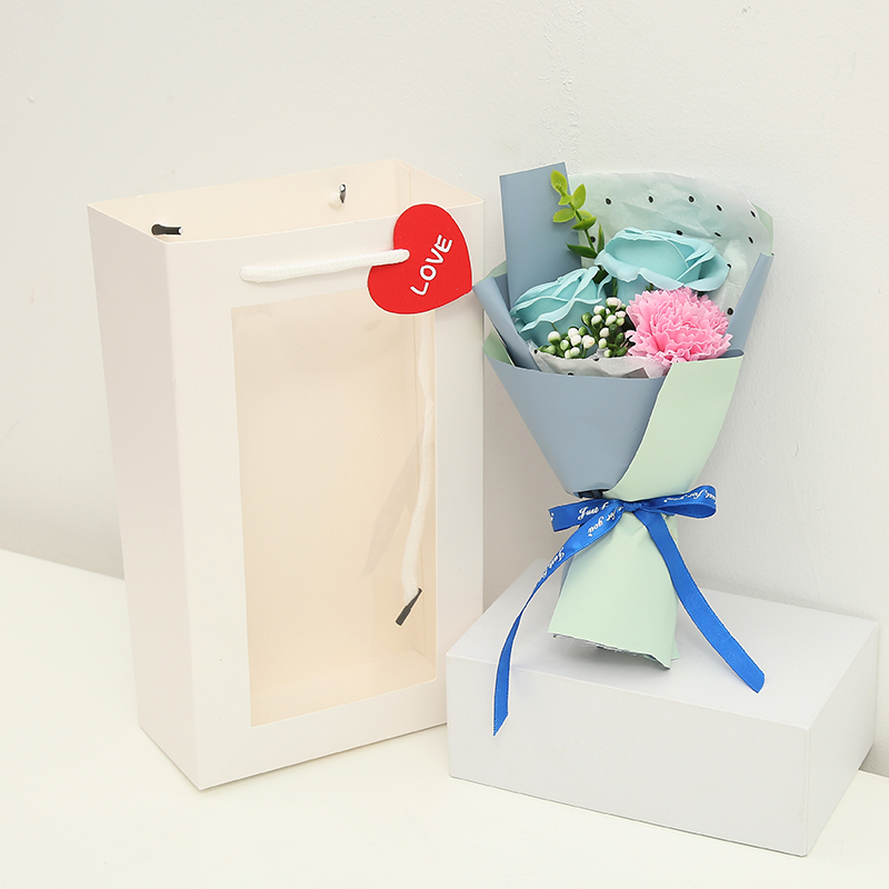 Teacher&#039;s Day Valentine&#039;s Day Gift Carnation Soap Flower Artificial Flower Rose Cross-Border Wholesale Handbag