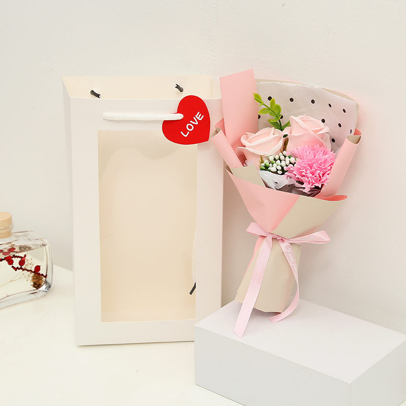 Teacher's Day Valentine's Day Gift Carnation Soap Flower Artificial Flower Rose Cross-Border Wholesale Handbag