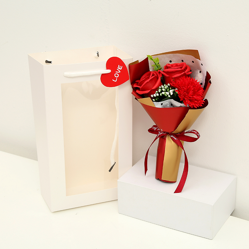 Teacher's Day Valentine's Day Gift Carnation Soap Flower Artificial Flower Rose Cross-Border Wholesale Handbag