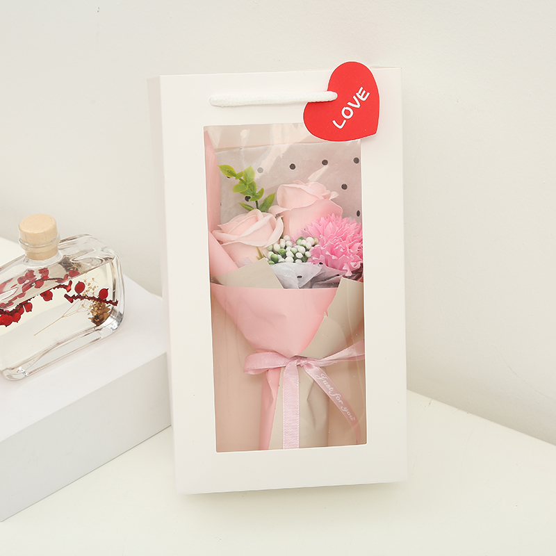 Teacher's Day Valentine's Day Gift Carnation Soap Flower Artificial Flower Rose Cross-Border Wholesale Handbag