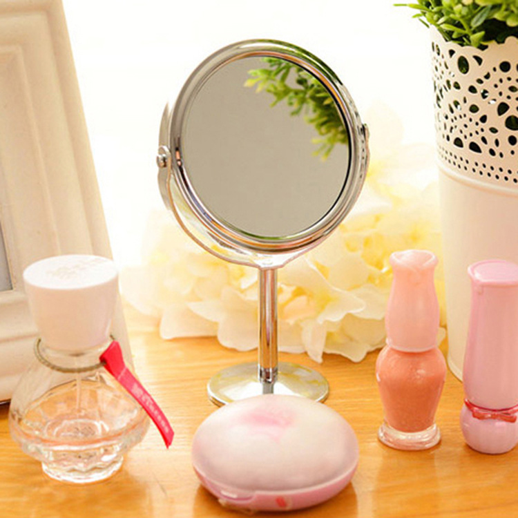 HD Double-Sided Desktop Makeup Mirror Metal Magnifying Desktop Small Mirror Large Office Rotating Mirror Dressing Mirror