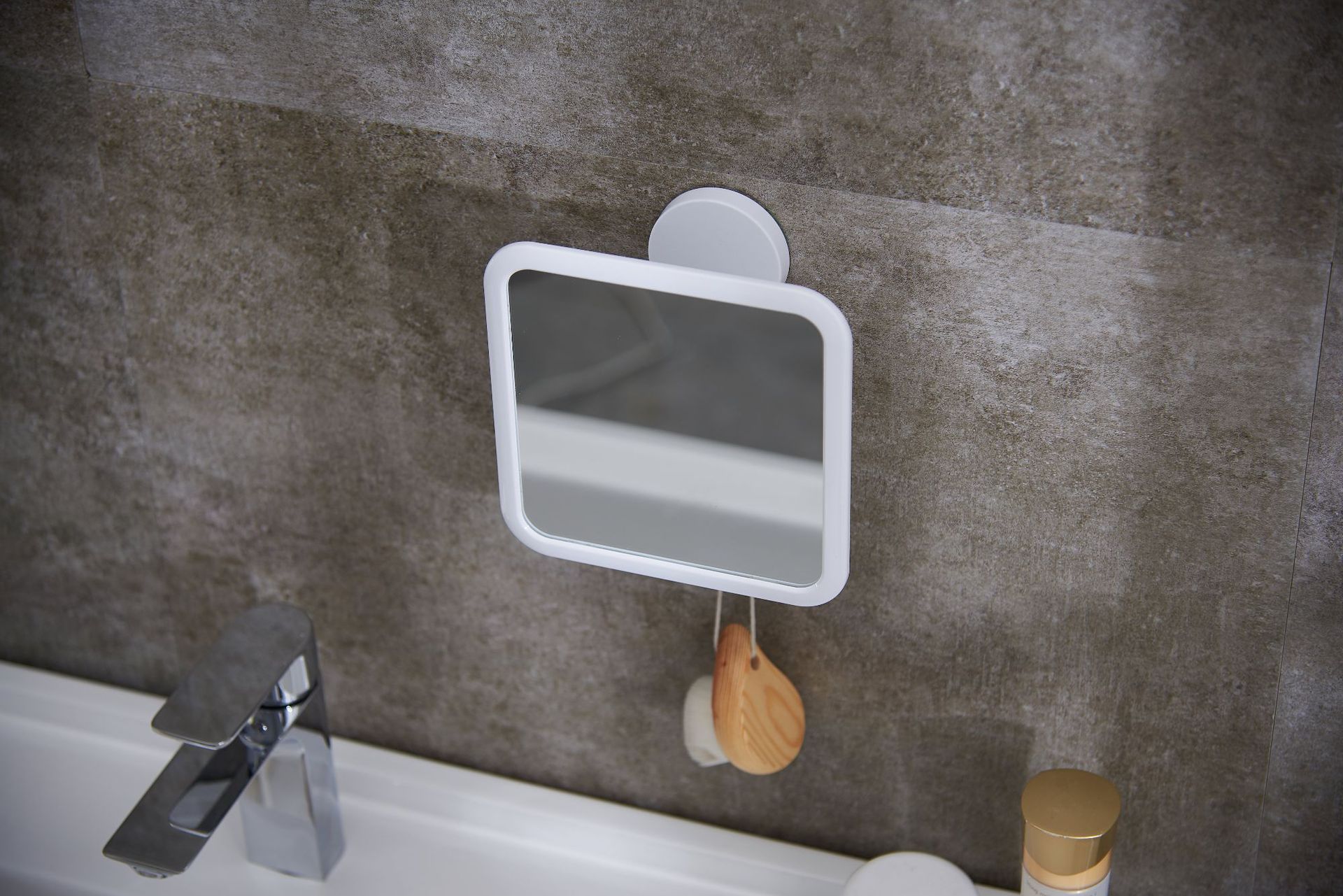 Bathroom Makeup Mirror Wall Hanging Portable Small Square Mirror Girl's Heart Dressing Mirror Punch-Free Factory Direct Sales Customization