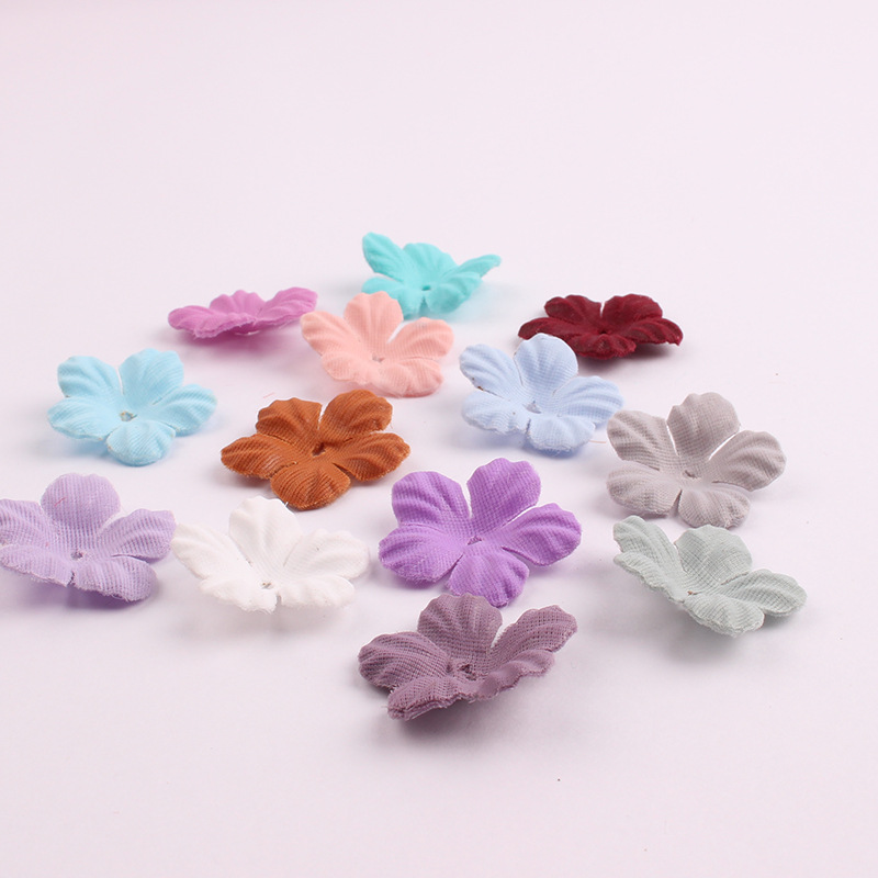 Korean Style New Accessories Accessories Artificial Flower Piece Handmade Five Petal Flower Pieces Headband Hairpin DIY Accessories Material