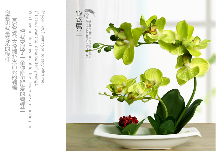 Table flower art adornment butterfly orchid artificial flower TV cabinet potted plant to set up a flower 