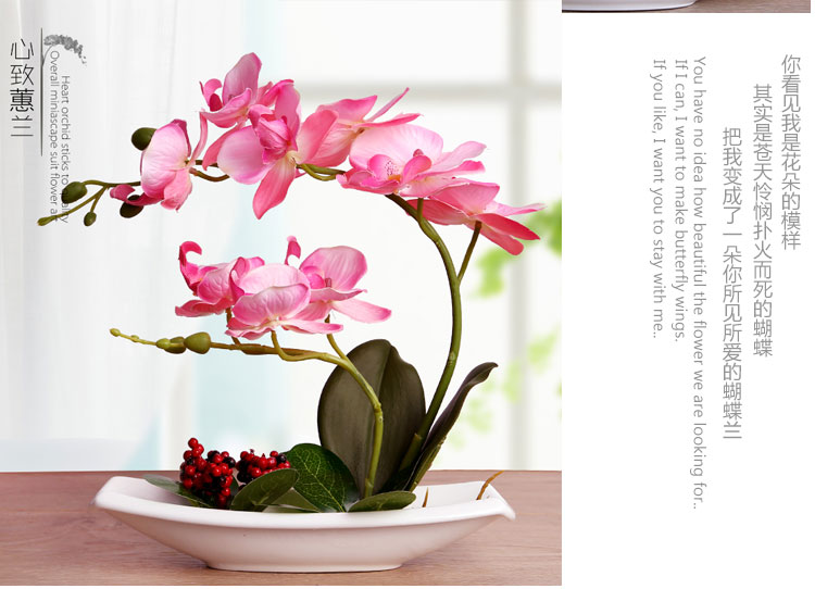 Table flower art adornment butterfly orchid artificial flower TV cabinet potted plant to set up a flower 
