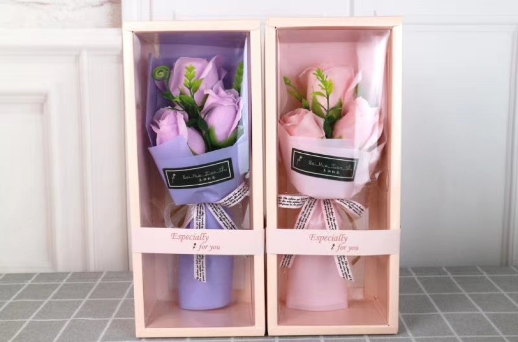 Teacher's Day Gift Gift Box 3 Soap Roses Artificial Flower Birthday Mother's Day Valentine's Day Gift