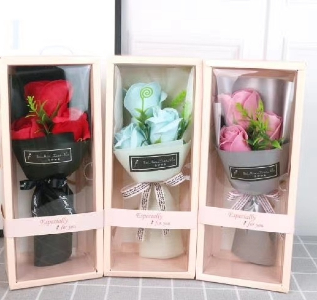 Teacher's Day Gift Gift Box 3 Soap Roses Artificial Flower Birthday Mother's Day Valentine's Day Gift