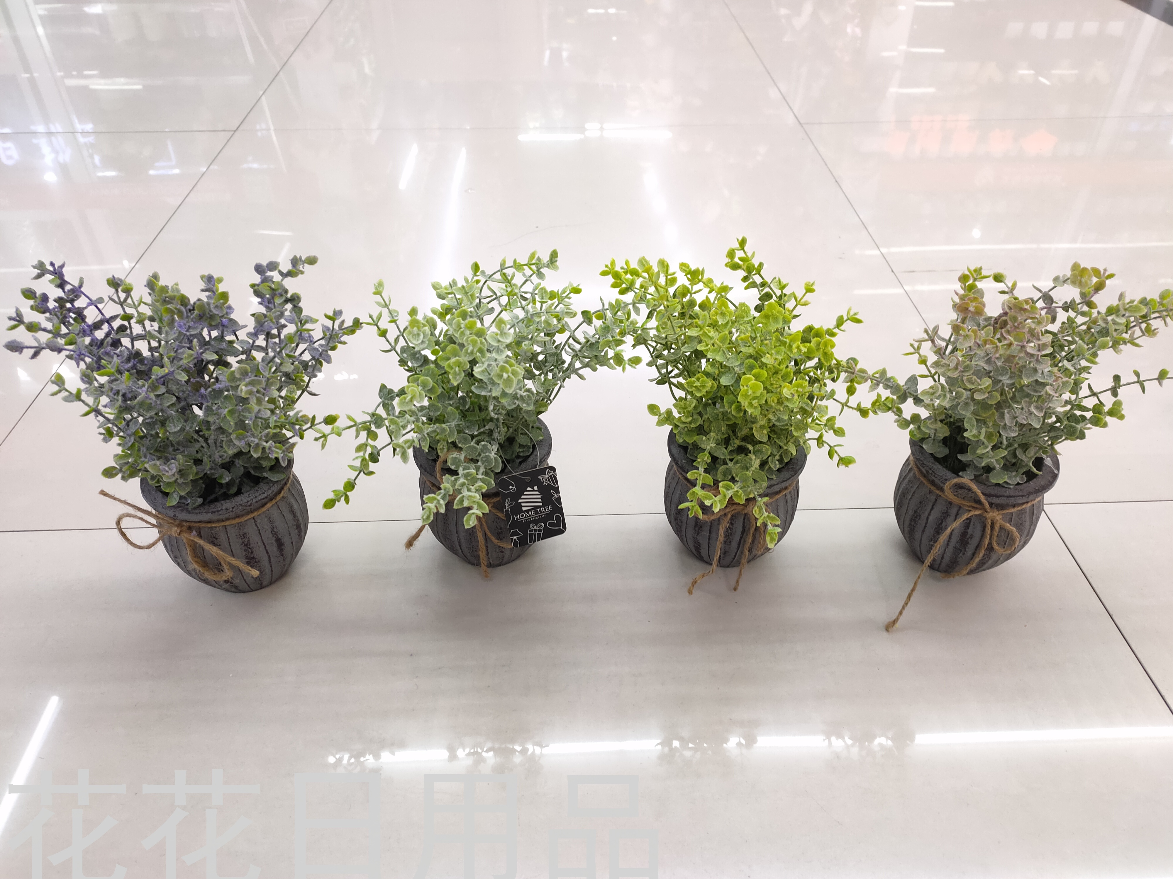 New Artificial Flower Cement Pots plus Pink Eucalyptus Greenery Bonsai Decoration Living Room Restaurant Decoration