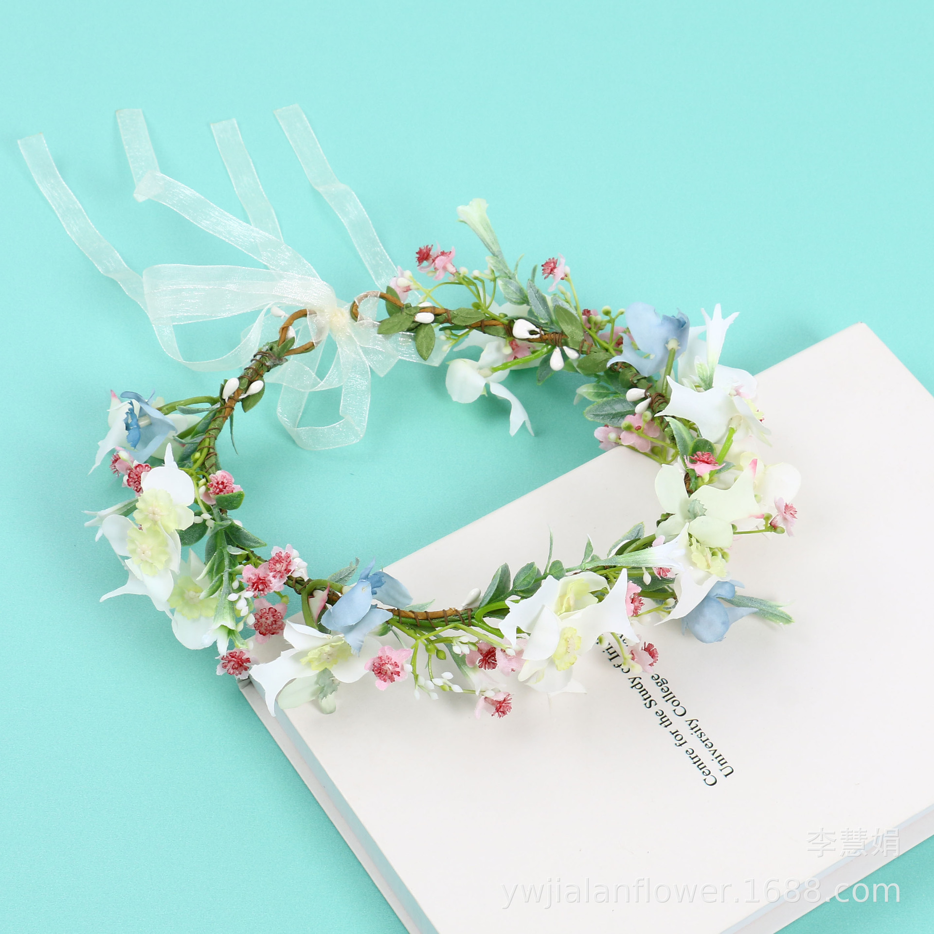 Mori Girl Artificial Flower Garland Hairware Seaside Holiday Headdress Flower Studio Photography Bride and Bridesmaid Accessories